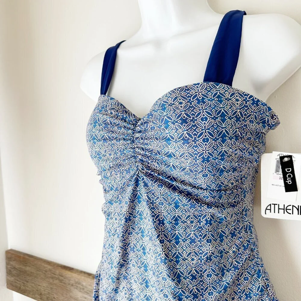 NWT Athena Swim Cami Top‎ Bathing Suit Blue Mandala NEW 32D